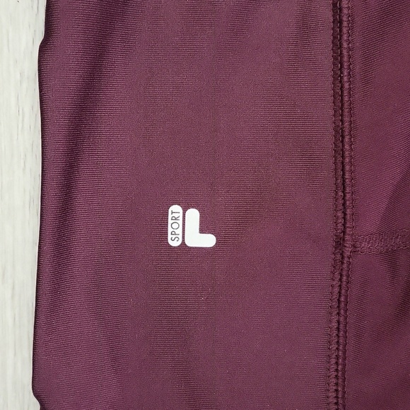 🛍Fila Sport Womens Medium‎ Burgundy Leggings Ribbed Stretch Pockets Activewear - Picture 5 of 7